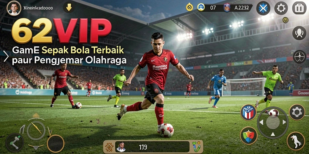 Gameplay seru 62VIP dengan aksi sepak bola mendebarkan.