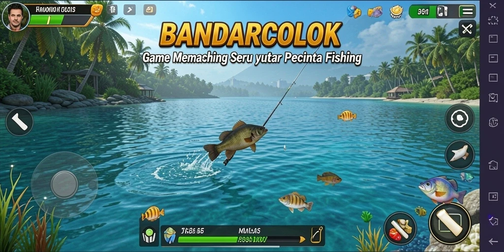 Tangkapan ikan yang besar dan indah dalam gameplay BANDARCOLOK.