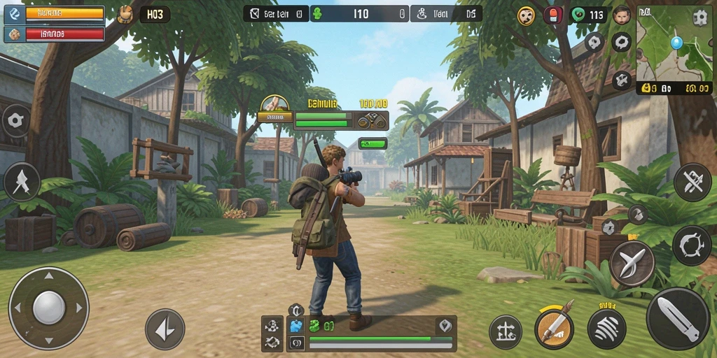Screenshot gameplay H03 menunjukkan interaksi karakter dalam dunia simulasi.