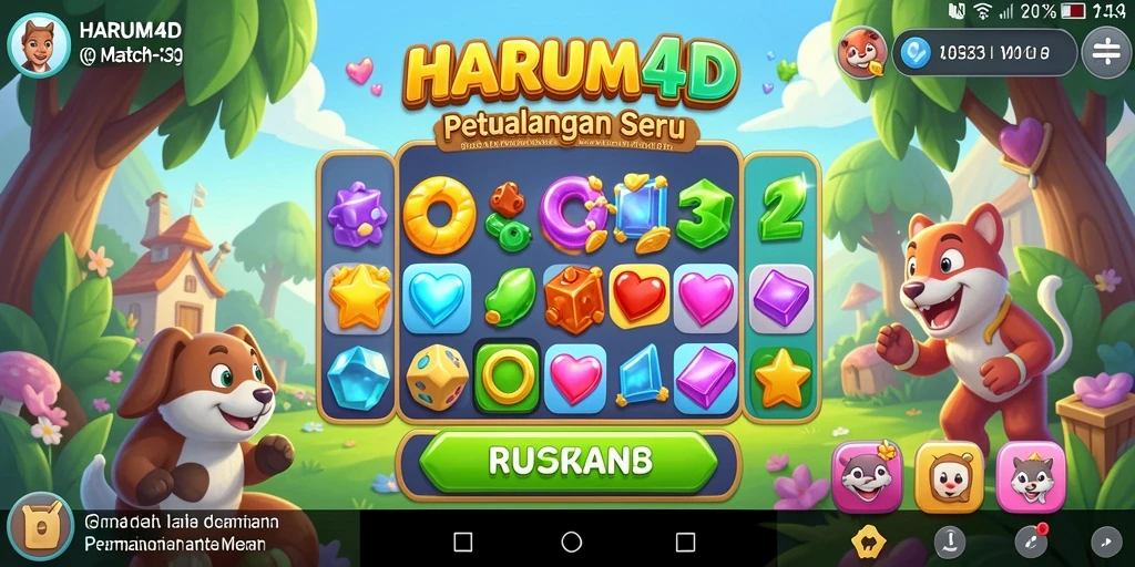Tampilan gameplay HARUM4D yang memikat dengan kombinasi warna-warni.