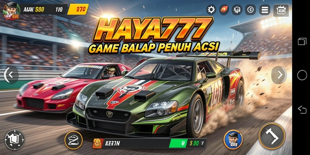 Tampilan gameplay HAYA777 dengan aksi balap yang mendebarkan.