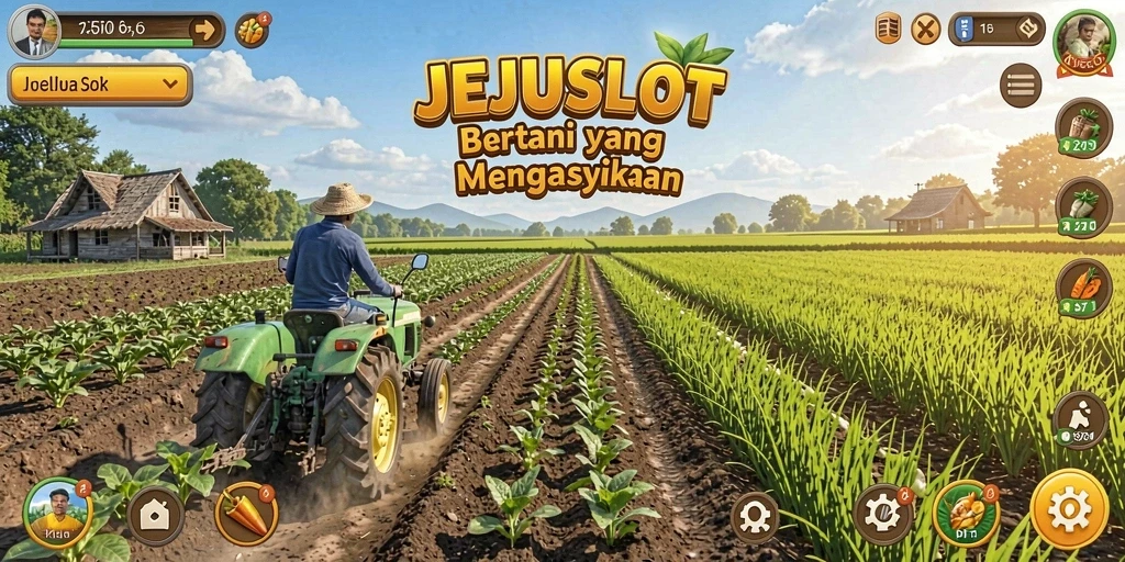 Tangkapan layar JEJUSLOT menampilkan suasana kebun yang cantik dan aktivitas bertani.