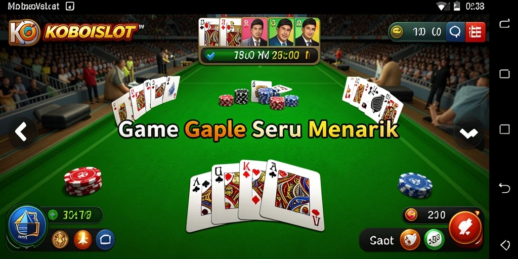 Screenshot menampilkan gameplay seru dalam permainan Gaple KOBOISLOT.