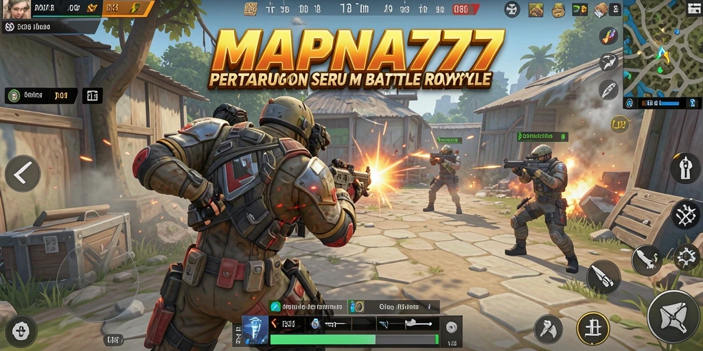Screenshot utama gameplay MAPNA777 yang menunjukkan aksi seru Battle Royale.