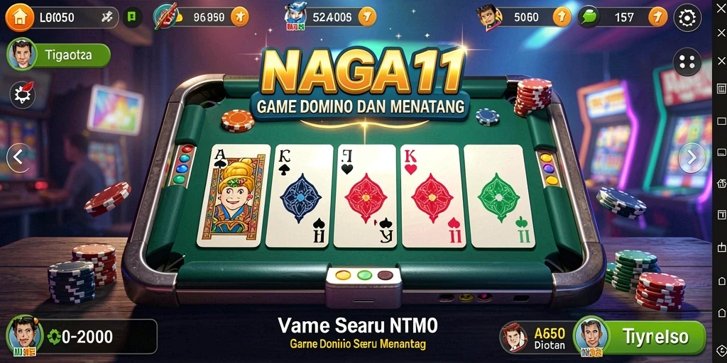 Screenshot gameplay NAGA11 yang menunjukkan keseruan bermain Domino.