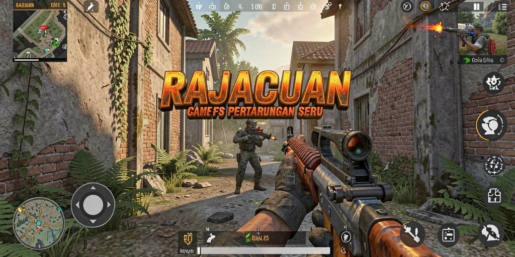Tangkapan layar gameplay RAJACUAN menunjukkan pertempuran intens dengan grafis menakjubkan.