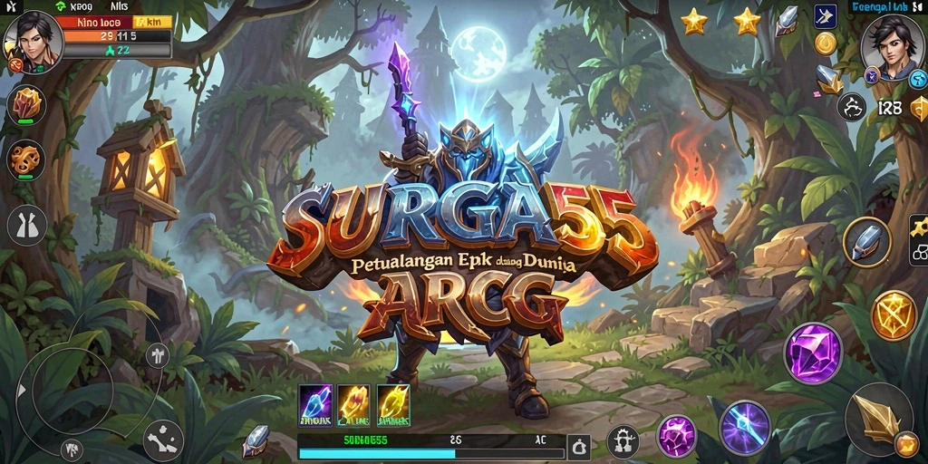 Tangkapan layar gameplay SURGA55 yang menunjukkan aksi epik dalam pertempuran ARPG.