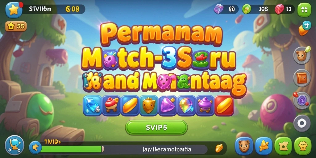 Tampilan gameplay seru di SVIP5 dengan efek Match-3 yang menawan.