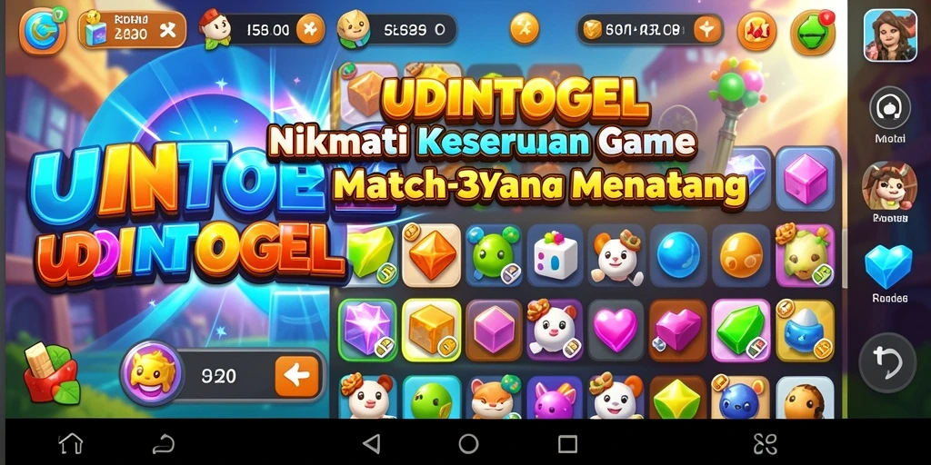 Tampilan seru gameplay Match-3 di UDINTOGEL.