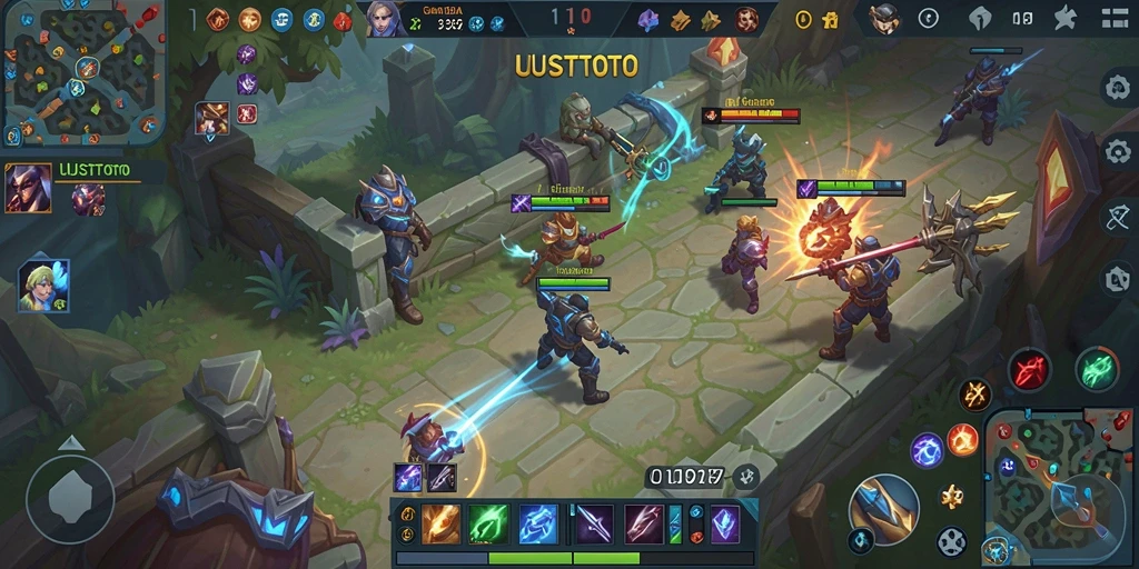 Tampilan menarik dan seru dalam gameplay UUSTOTO MOBA.