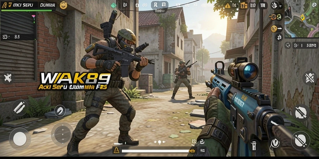 Tangkapan layar dari gameplay WAK89 menampilkan aksi seru di medan perang FPS.