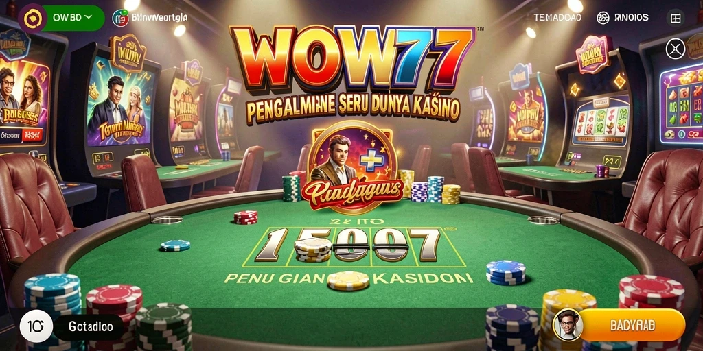 Screenshot gameplay WOW77 menampilkan suasana kasino yang menegangkan.